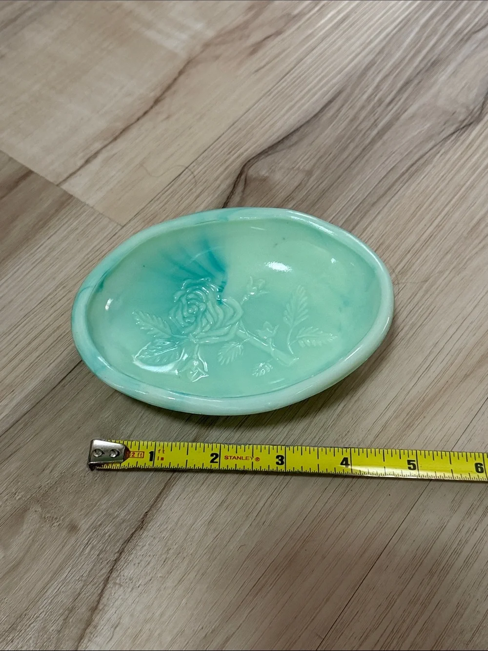 Vintage Avon Jadeite Green Pitcher & Soap Dish Set Milk Glass Rose Cottagecore